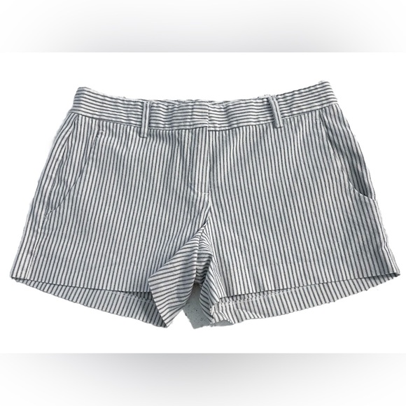 Theory Striped shorts Women’s 6 Gray/White Chino Cotton Lycra Made In USA - Picture 1 of 7